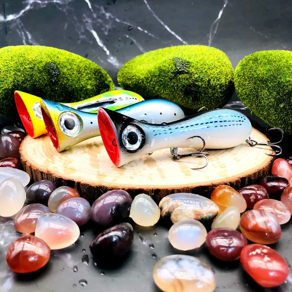 GREENSPIDER  Big Game Lure 105mm 39g New Popper Fishing Lures Top Water Hard Bait 3D Eyes Big Mouth Popper Lure With VMC  HOOK
