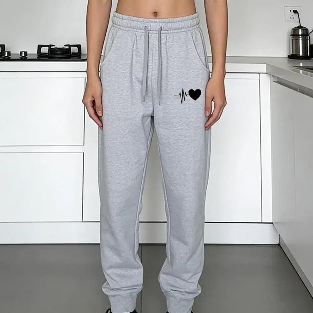 2026 Women Jogging Pants Elastic Drawstring Waist Solid Color Sport Trousers with Pockets Exercise Gym Pants Streetwear