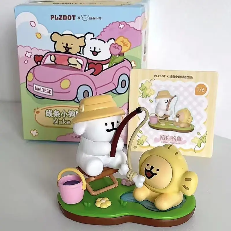 

В наличии Plzdot Line Dog Happy Outing Series слепая коробка настольный орнамент модель аниме периферийная игрушка ПВХ фигурка праздничные подарки