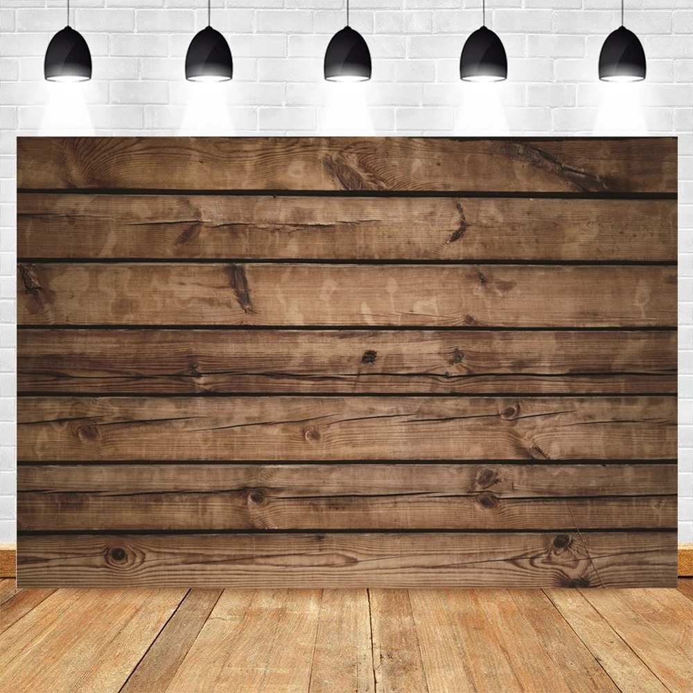 Rustic Wood Background for Photography Brown Wooden Baby Shower Birthday Decoration Kids Pets Portrait Backdrop Photo Studio