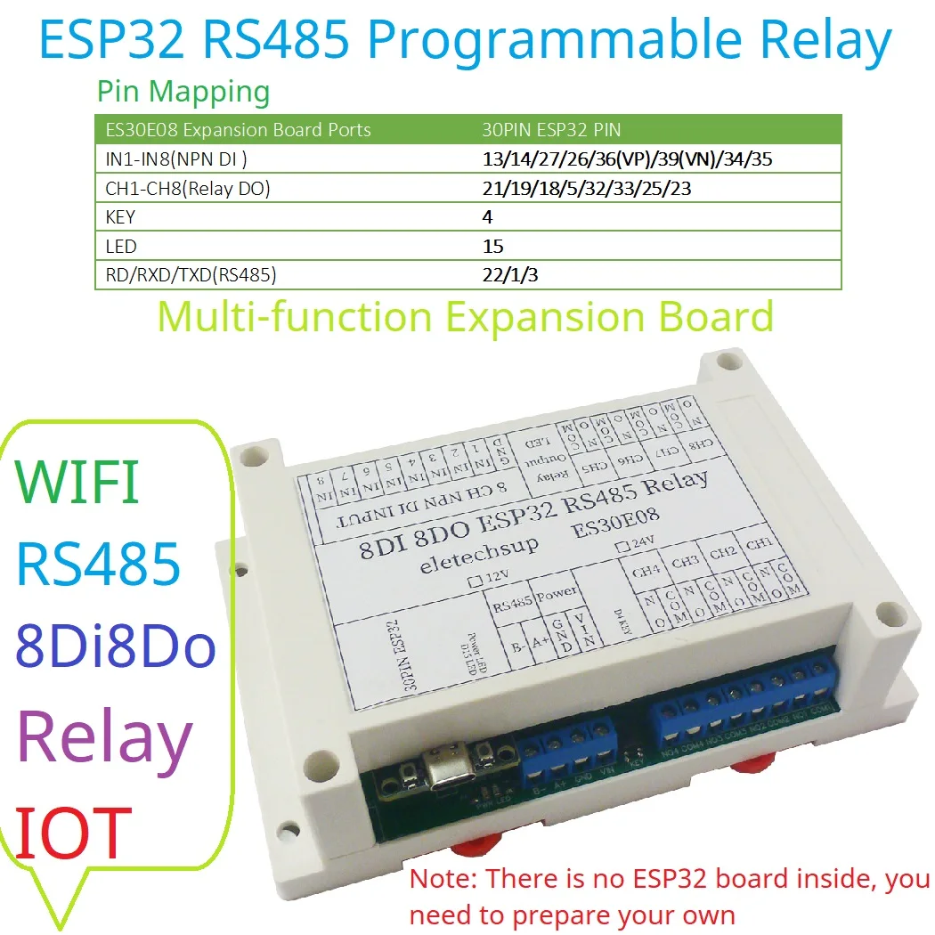 ESP32 RS485 Wifi Programmable Relay Module 2.4G Wireless Control Smart Switch Expansion Board For Diy Mqtt Http TCP IP IOT