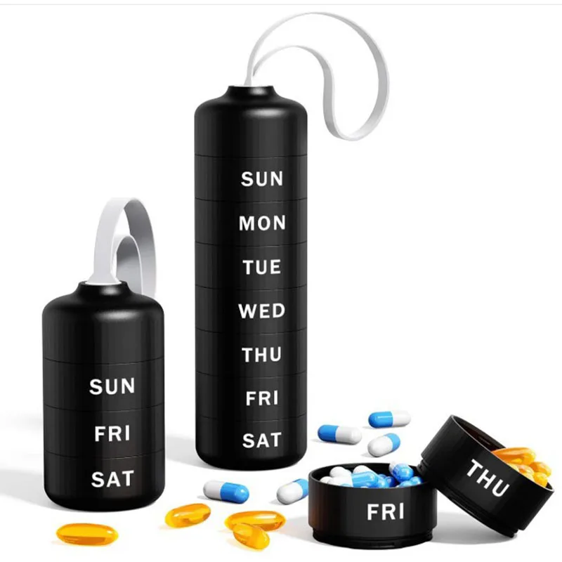 

Newest Weekly Pill Organizer 7-Day Stackable Compartments Durable ABS Portable Tablets Drugs Holder for Vitamins and Medications