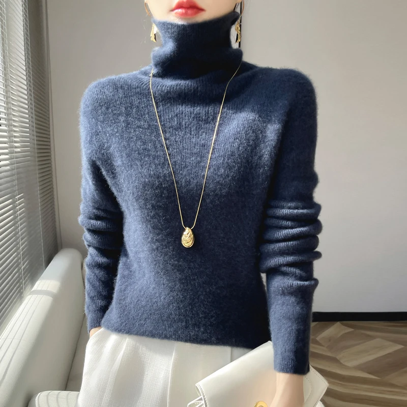 2024 New Autumn Winter Cashmere Sweater Women turtleneck  Pullover Casual Cashmere Sweater Women