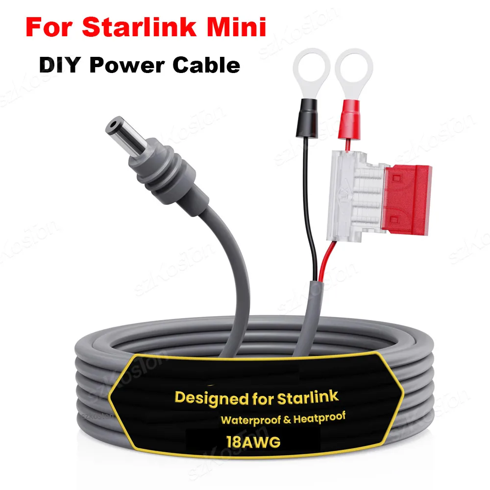 لكابل الطاقة المحدد الصغير Starlink 18AWG سلك تمديد الأسلاك مع حامل فيوز السيارات ATC/ATO تيار مستمر التوصيل للتخييم RVs