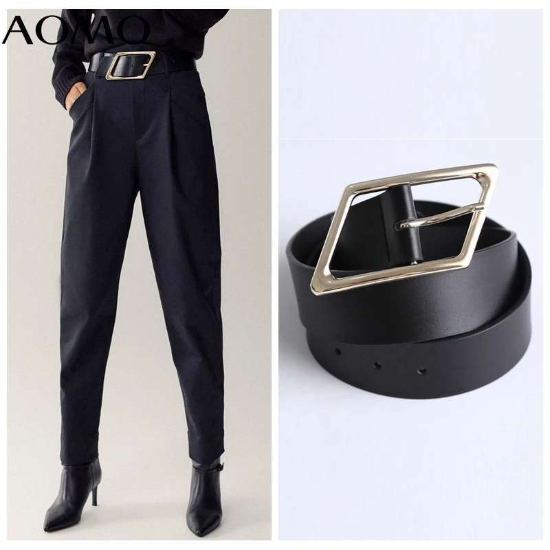 

AOMO England Style Fashion Metal Ring Buckle Causal Belt Women Genuine Leather 6D07A