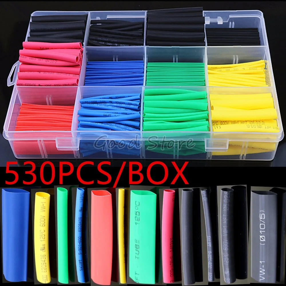 

530PCS/580PCS/260PCS Heat Shrink Tubing Insulation Shrinkable Tubes Wire Cable Sleeve Kit Heat Shrink Tubes
