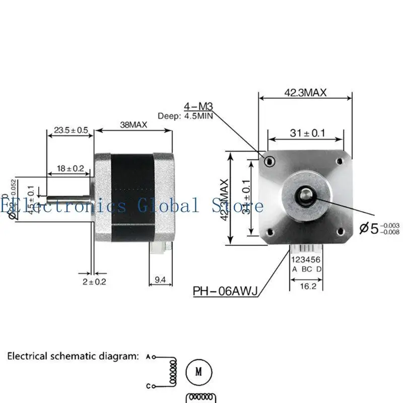 462B 4-lead Nema17 40mm Non Captive Stepper Motor 42 Motor 40n.cm 1.5a 17hs4401 Compatible for 3d Printer Motor and Cnc Xyz