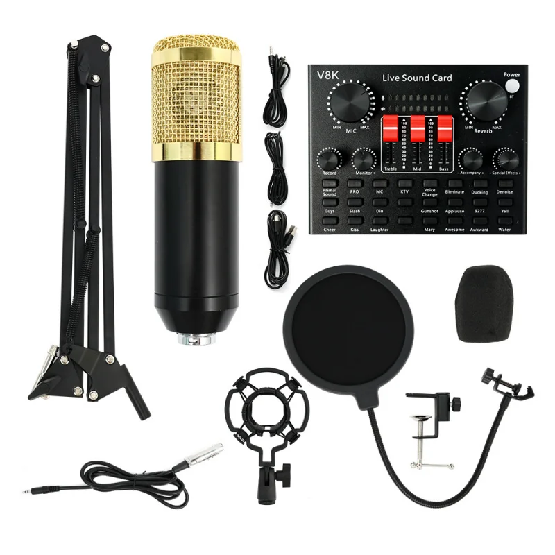 BM800 Condenser Microphone Podcast Set Audio Interface Mixing Board Studio Grade Music Recording Equipment Music Creation Li