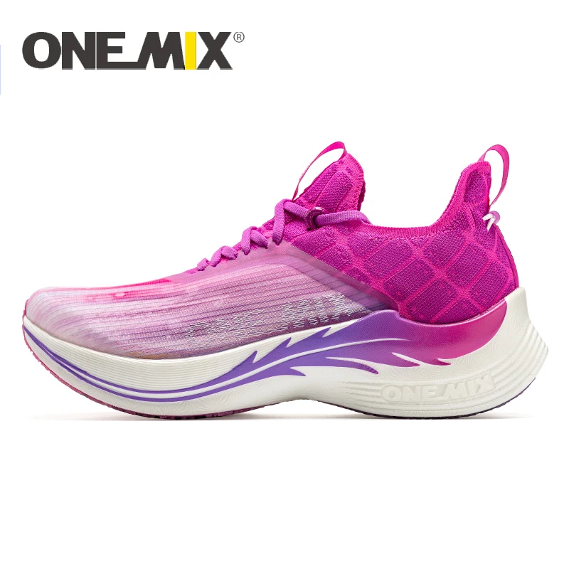 ONEMIX-Chaussures de course marathon en plaque de carbone, baskets de course professionnelles, support stable, soulagement des chocs, rebond