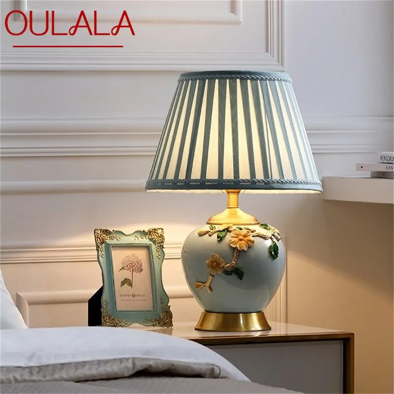 

OULALA Contemporary Table Lamp Brass Creative Ceramic LED Desk Light Decorative for Home