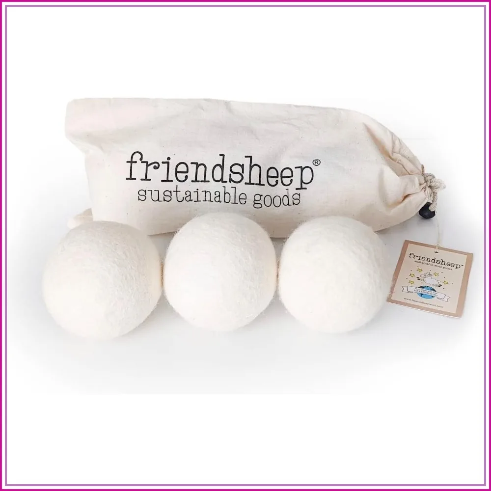 Organic Wool Dryer Balls, Reusable Fabric Softener, Hypoallergenic, Eco-Friendly, Plastic-Free, 3 Pack XL