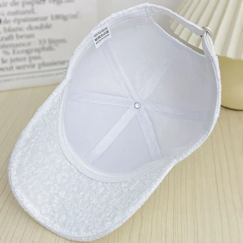 2024 Women\'s Fashion Summer Lace Flowers Baseball Cap Hundred with Sunscreen Duck Tongue Cap Sunshade Breathable Rebound Cap