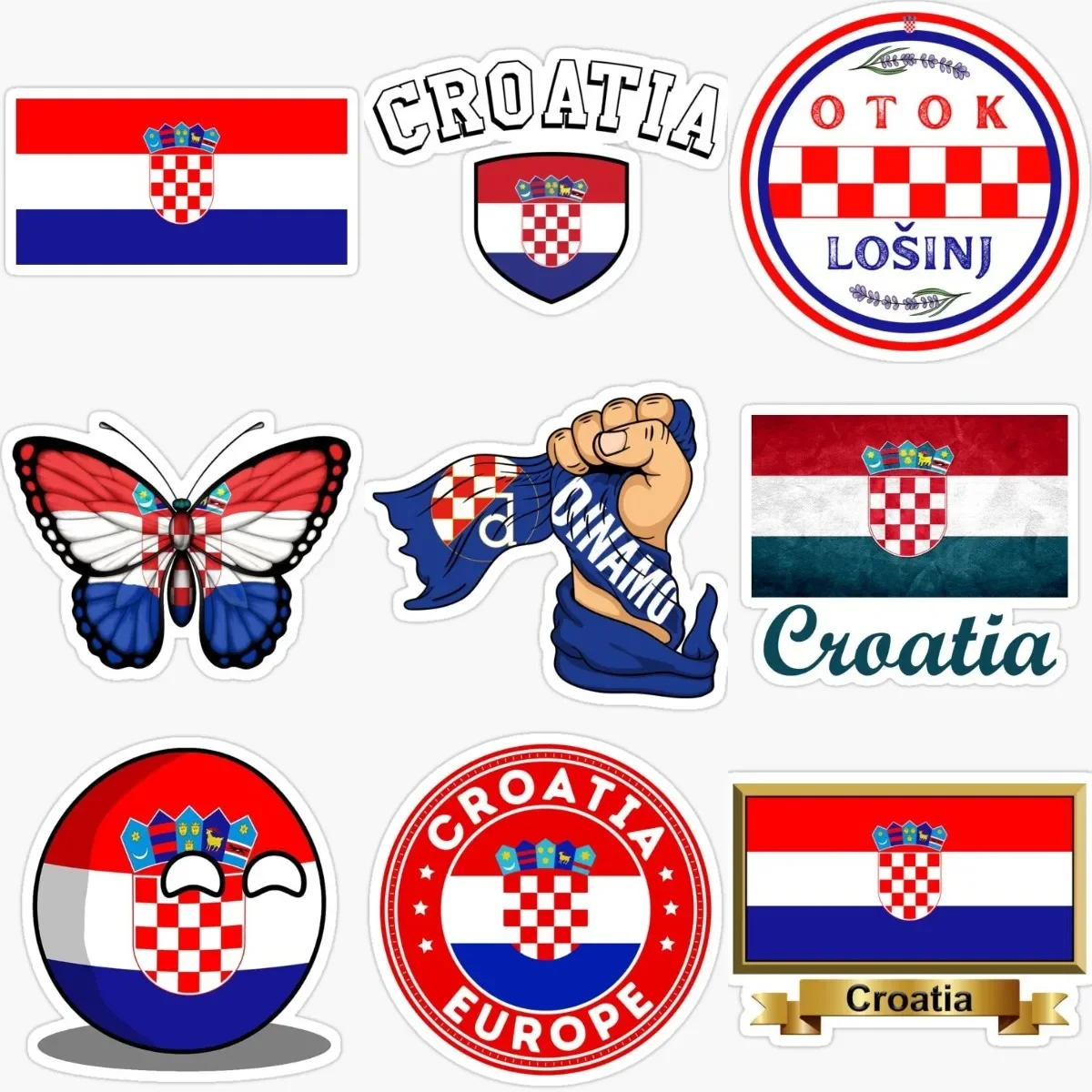 

Croatia HR Flag National Emblem Creative PVC Sticker for Decorate Motorcycle Car Window Truck Wall Off Road Decal Customizable