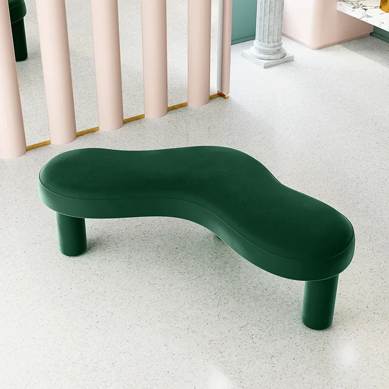 New light luxury velvet fabric bench, mall rest bench, shop shoe changing bench, Nordic style bench, doorstep shoe wearing bench