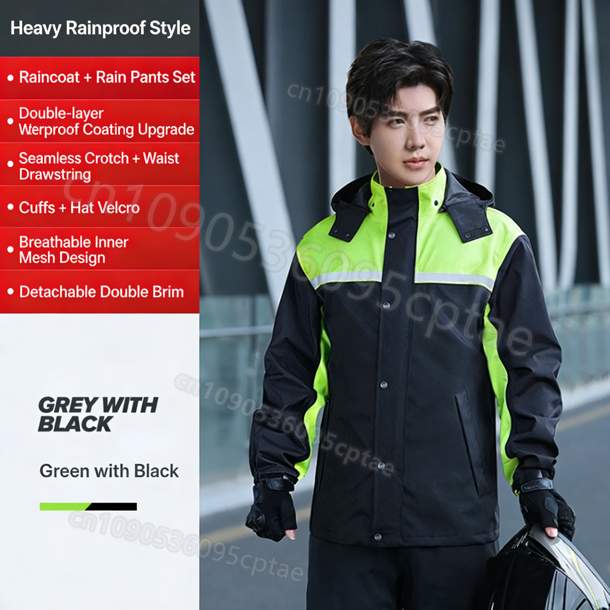 Raincoat Rain Pants Suit Men's Split Long Full-body Rainproof Electric Motorcycle Takeaway Rider's Rain Suit Rain Coat 비옷 우비