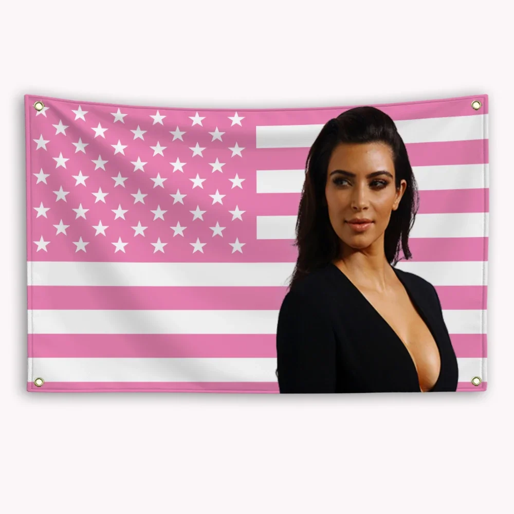 K-Kim K-Kardashians Pink American Flag Barber Shop Outdoor Decorations Garage Decoration for Bedroom Stuff Wall Art Tapestry