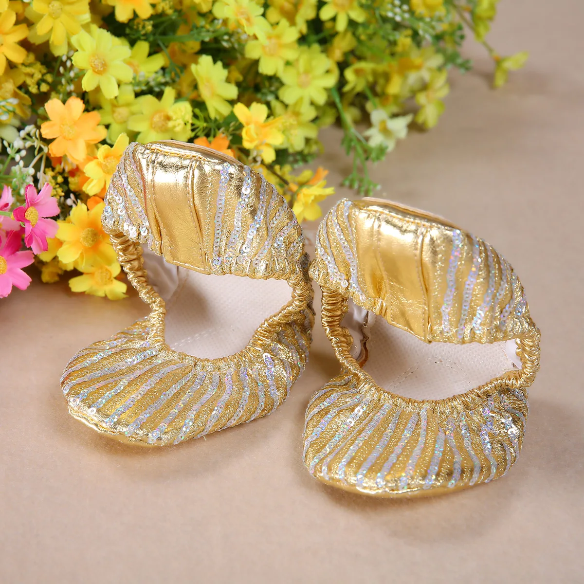 Professional Quality PU Gold Silver Training Body-shaping Yoga Slippers Shoes Belly Ballet Dance Shoes Kids Adult Girls Woman