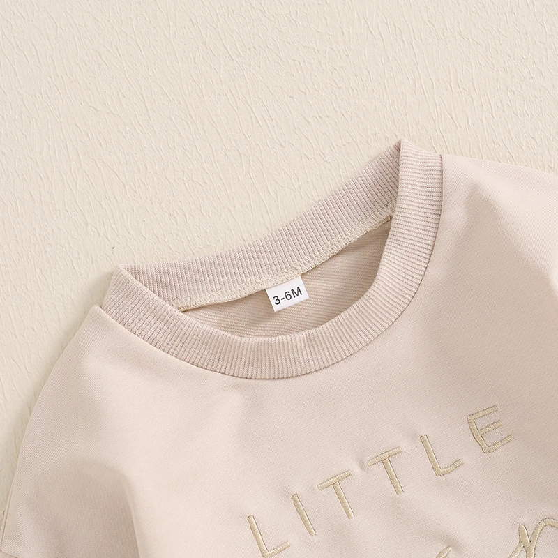 2024-07-09 Lioraitiin 0-18M Baby Sweatshirt Romper Classic Letter Embroidery Long Sleeve Crew Neck Bodysuit Newborn Playsuit