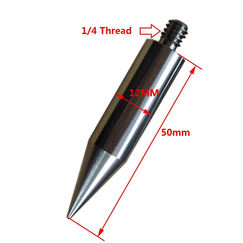 1pcs Stainless Steel Mini Prismatic Pole GPS Pole Tip M10 M8 Point Replacement For Prismatic Rod With 1/4\