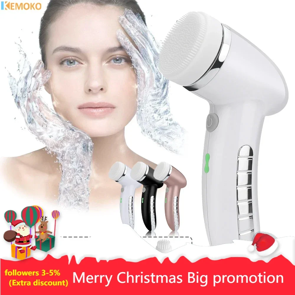 4 In 1 Electric Facial Cleansing Brush Face Spa Massager Spin Sonic Exfoliating Waterproof Face Scrubber Brush Skin Care Machine