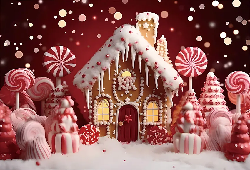 Mehofond Winter Christmas Gingerbread House Photography Backdrop For Kids Birthday Party Xmas Tree Cake Smash Decor Background