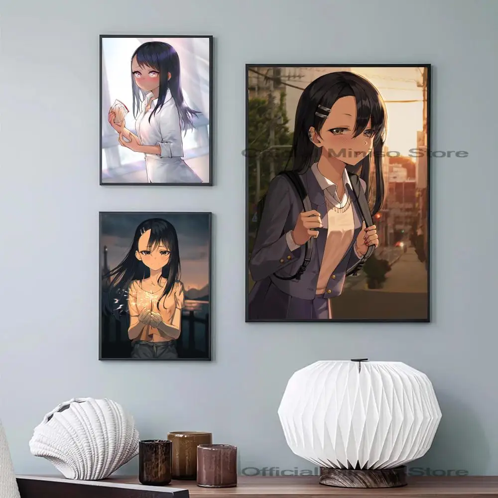 1pc Anime Don't Toy With Me Miss Nagatoro Poster Self-adhesive Art Waterproof Paper Sticker Coffee House Bar Room Wall Decor