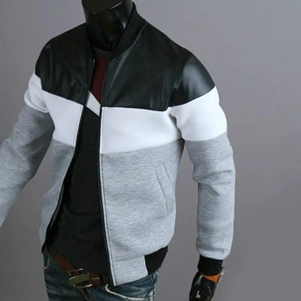 

Men Coat Handsome Coat Top Comfortable Casual Stylish Ribbed Oblique Pockets Slim Coat