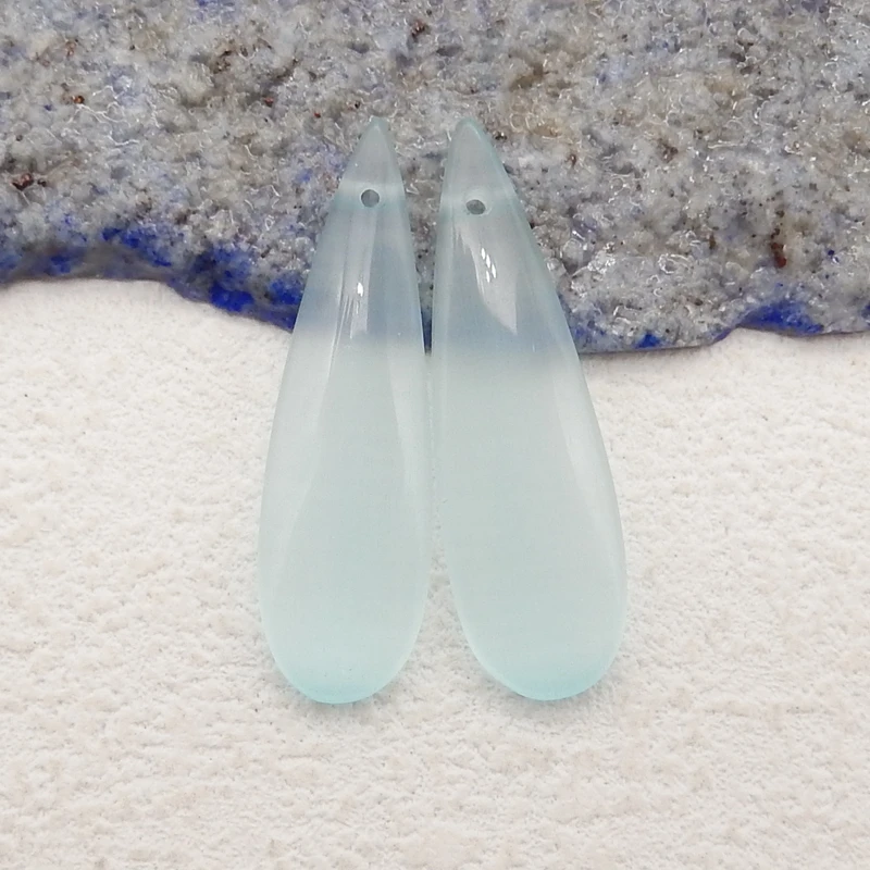 

Handmade Cymophane Teardrop Water Drop Earring Bead DIY Making Jewelry Finding 33x10x4mm 4g