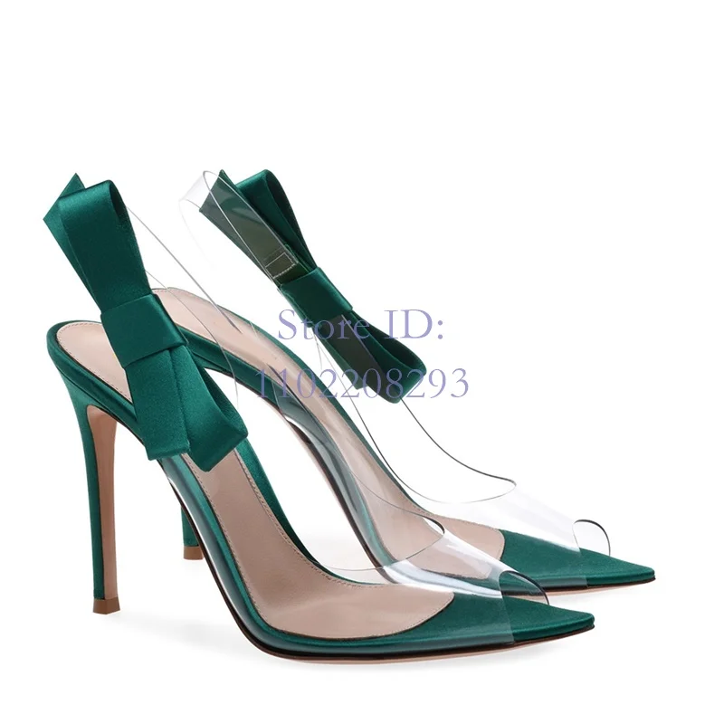 Peep Toe Clear PVC Thin High Heel Sandals Solid Butterfly-knot Buckle Strap Stilettos Sandals Women Fashion Modern Shoes 2024