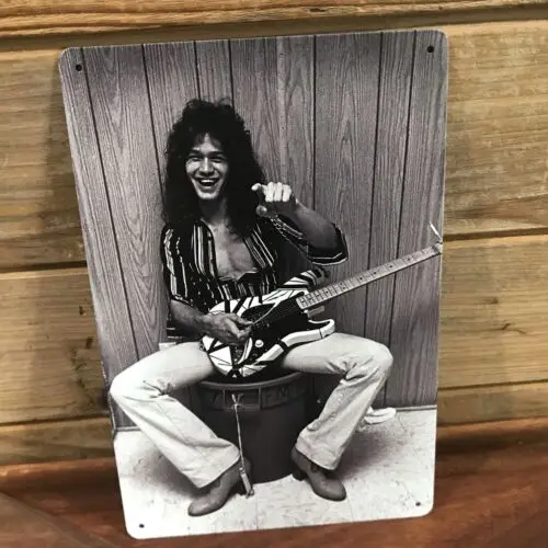 Eddie Van Halen B&w 70’s Guitar Photo Tin Metal sign 8