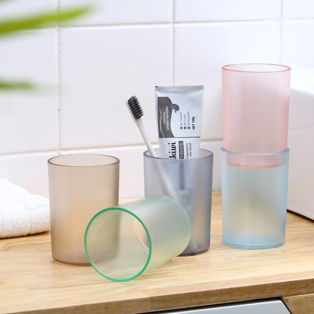 

Tooth Brushing Cup Grey Premium Plastic Gargle Mug Smooth Edge Safe Drinkware for Home Office Travel Daily Use
