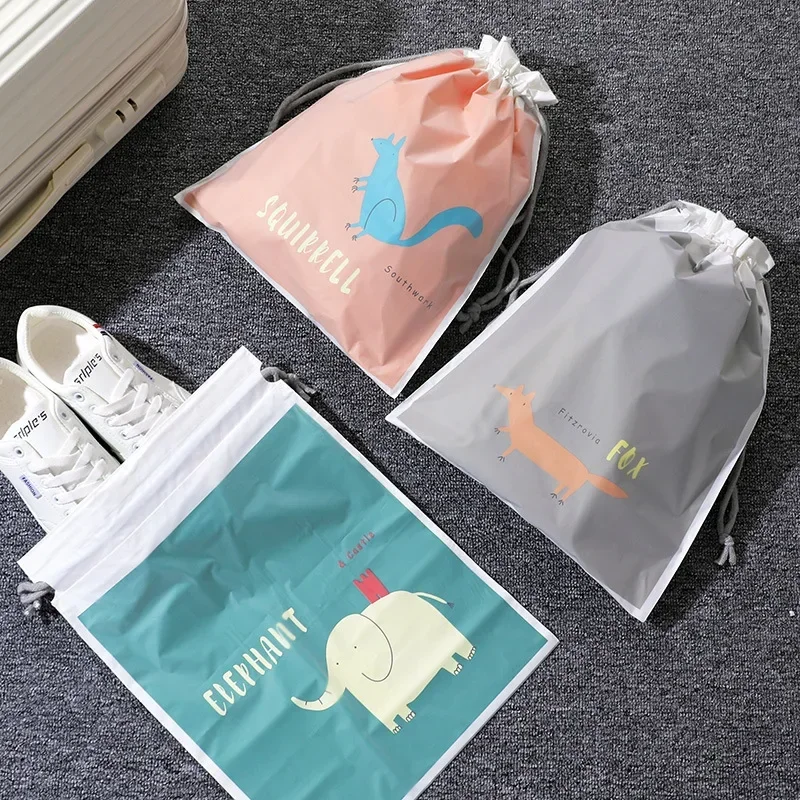 Cartoon Cute Household Clothes Shoes Towels Dustproof Storage Bag Large Capacity Waterproof Drawstring Bag Travel Organizer Bag