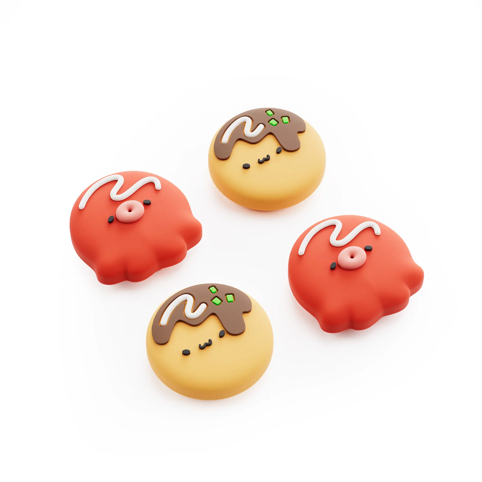 GeekShare Daumengriffkappen, kompatibel mit Switch 2, rutschfeste Silikonhülle, Tastenkappen, 4 Stück – Takoyaki