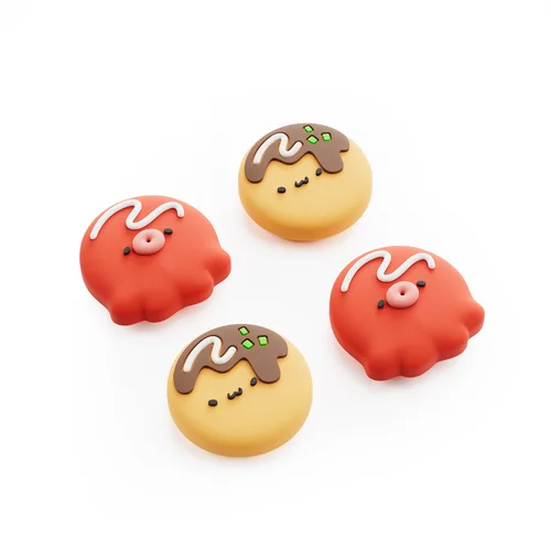 GeekShare Tapas de agarre para pulgar compatibles con Switch 2, teclas de cubierta de silicona antideslizantes, 4 piezas -Takoyaki