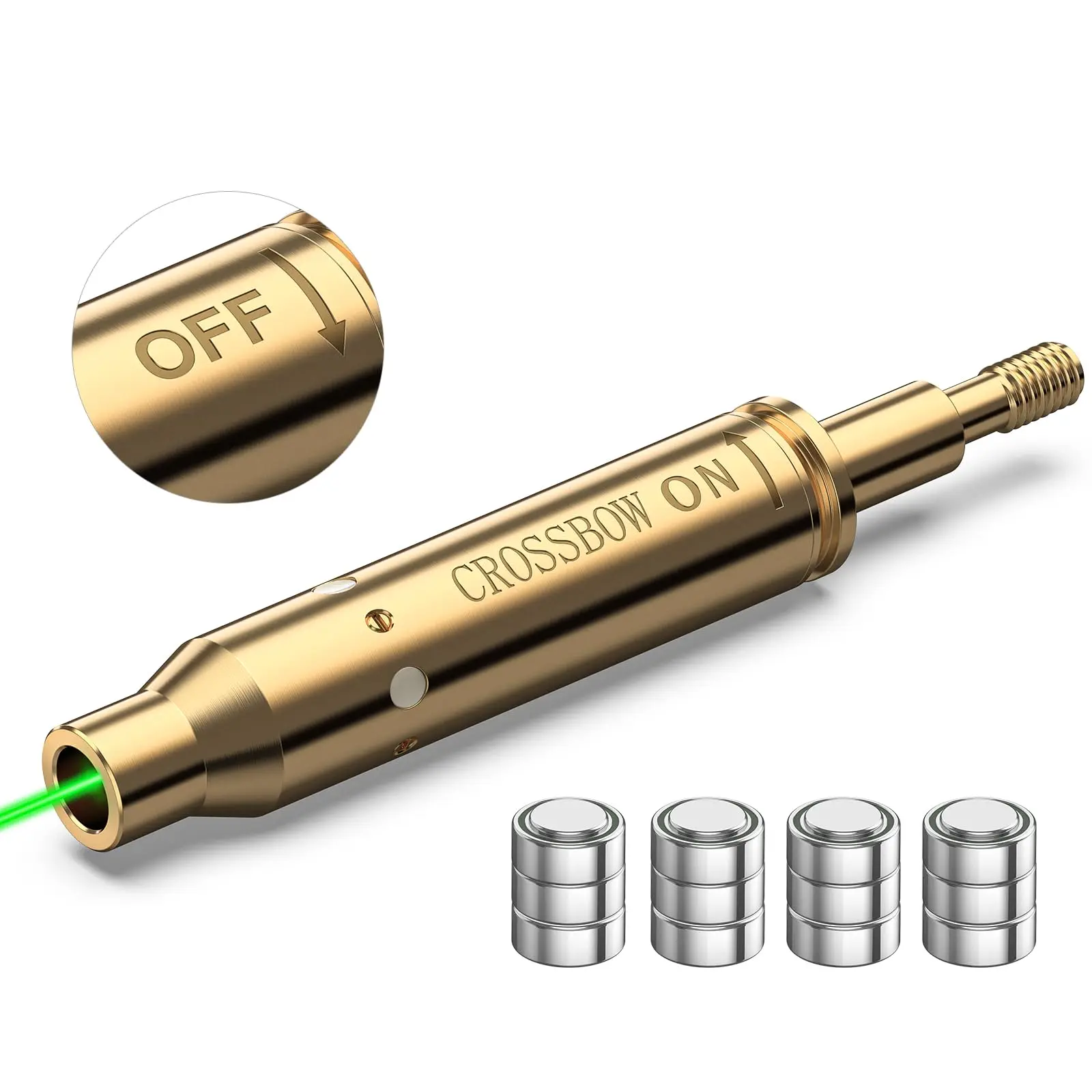 MidTen Crossbow Laser Bore Sight with On Off Switch Green Bow Archery Tool Site Boresighter Sighting with Extra Batteries