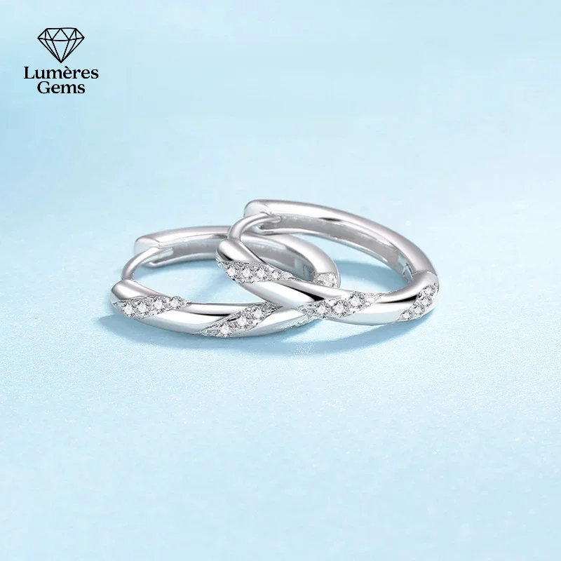 

Women Valentine'S Day 18K White Gold Wedding Hoop Earrings 0.348CT Moissanite Diamond Daughter Birthday Gift Girl Christmas Gift