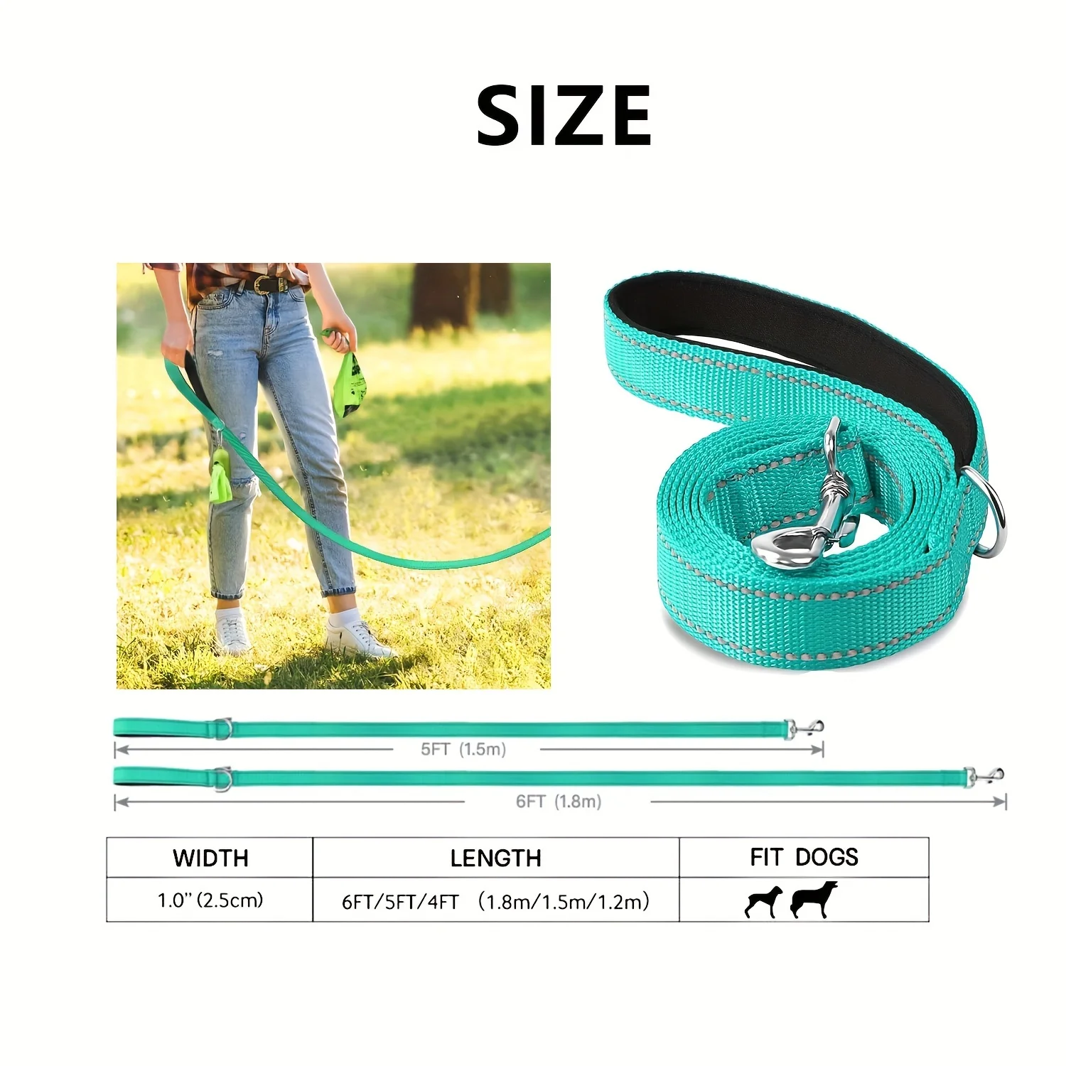 1.2m 1.5m 1.8m Pet Leash with Reflective Long Rope Comfortable Pet Leash Dog Chain Dog Walking Leash Tracking Leash Dog Leash