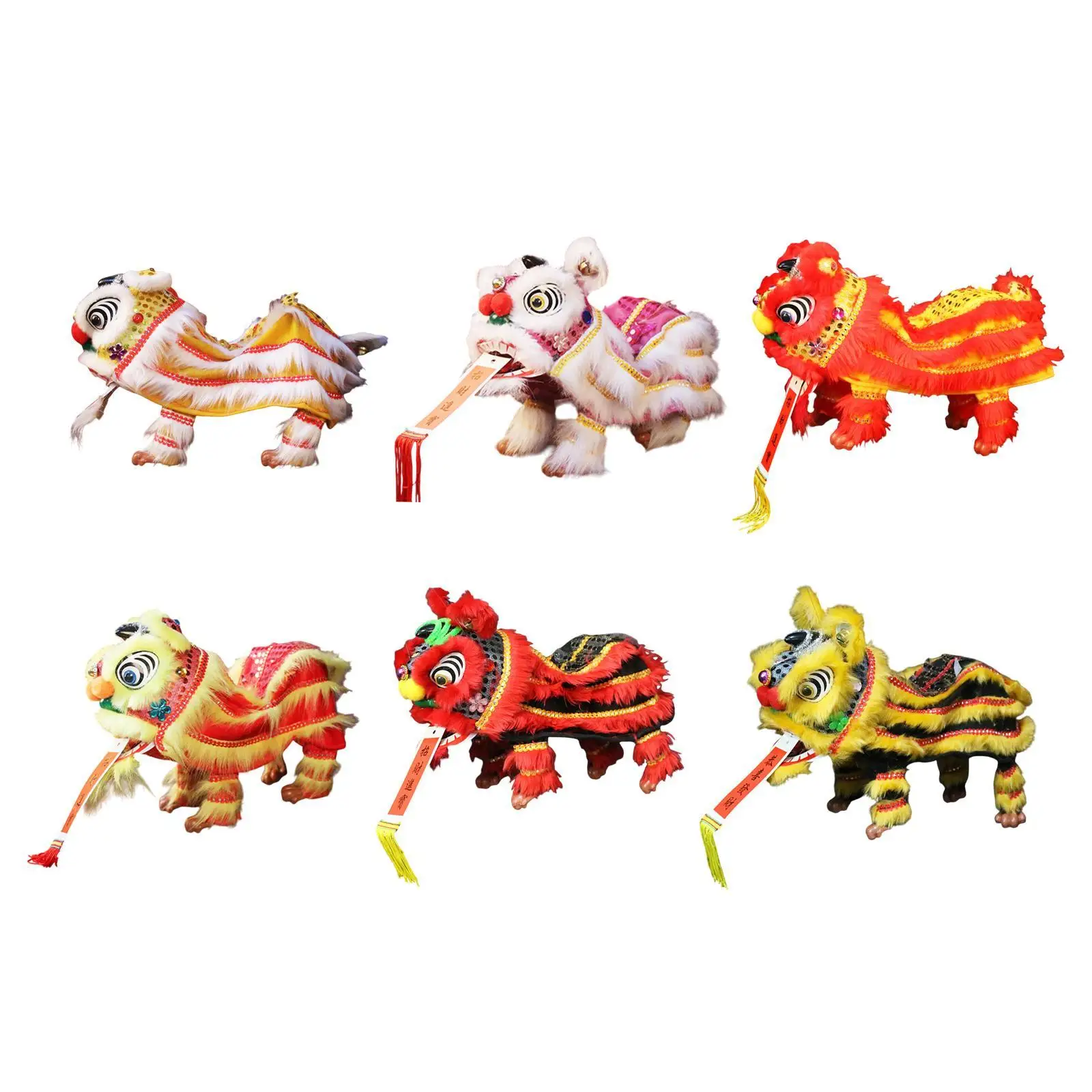 Fantoche de mão com cordas e haste decoração de ano novo chinês estatueta asiática fantoche chinês marionete leão brinquedo para festas