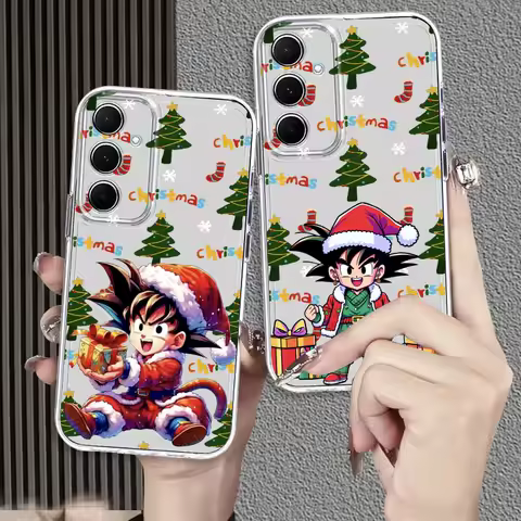 Dragon Ball Christmas Goku For Samsung Galaxy S25 S24 S23 S22 S21 S20 S10 Lite Plus FE Edge TPU 5G Transparent Phone Case