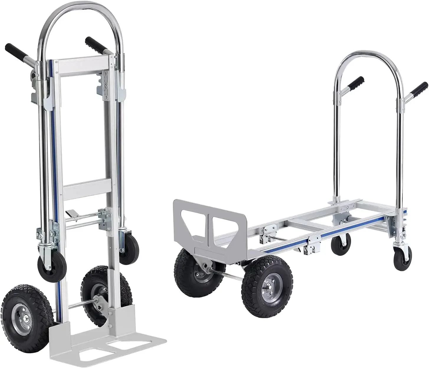 Aluminum Convertible Hand Truck, 2 in 1 Design 800 Lbs Capacity, Heavy Duty Industrial Collapsible cart, Dolly Cart with R