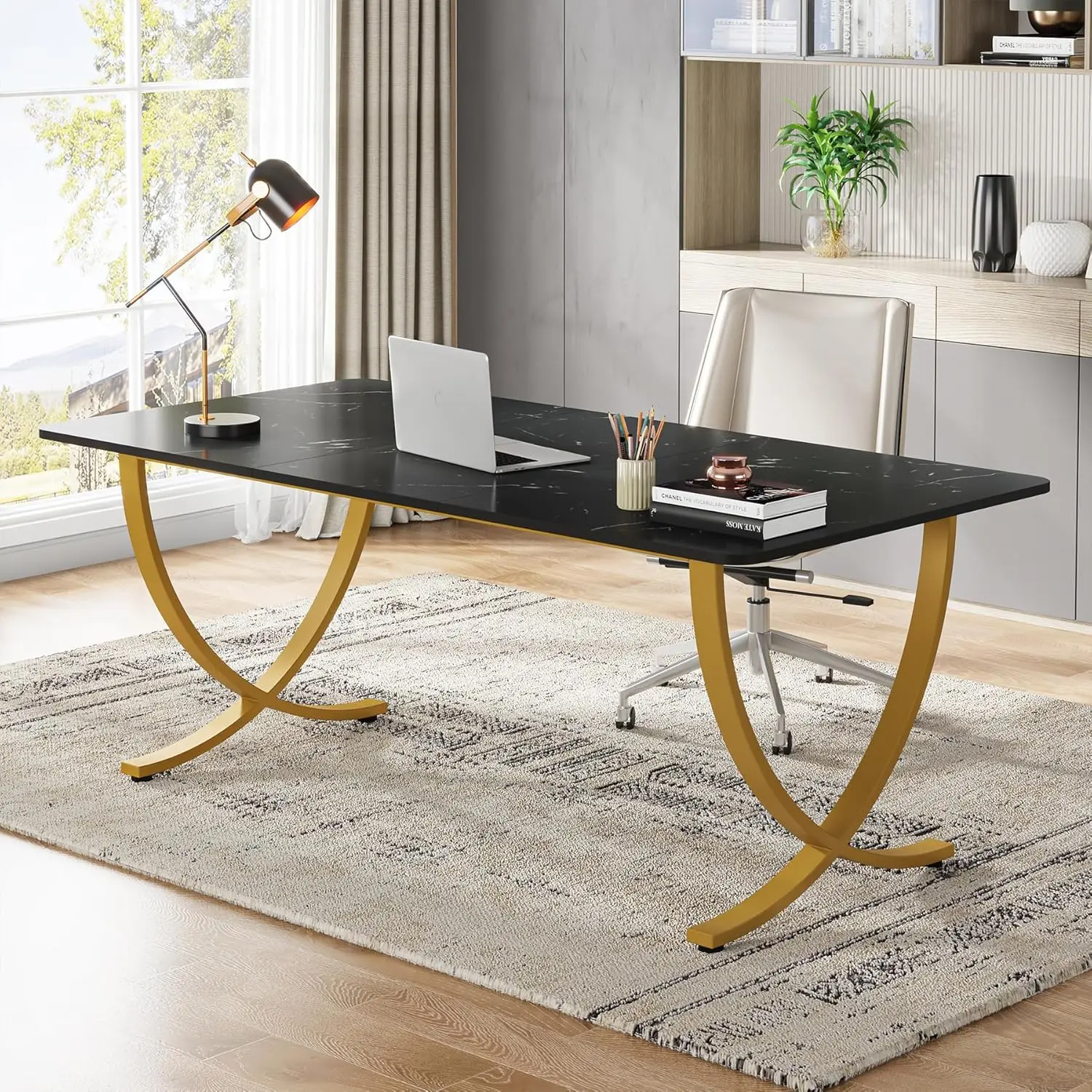 

Executive Desk, 63” W x 31.5” D Large Office Desk, Modern Computer Desk Conference Table Meeting Room Table, Business Furniture