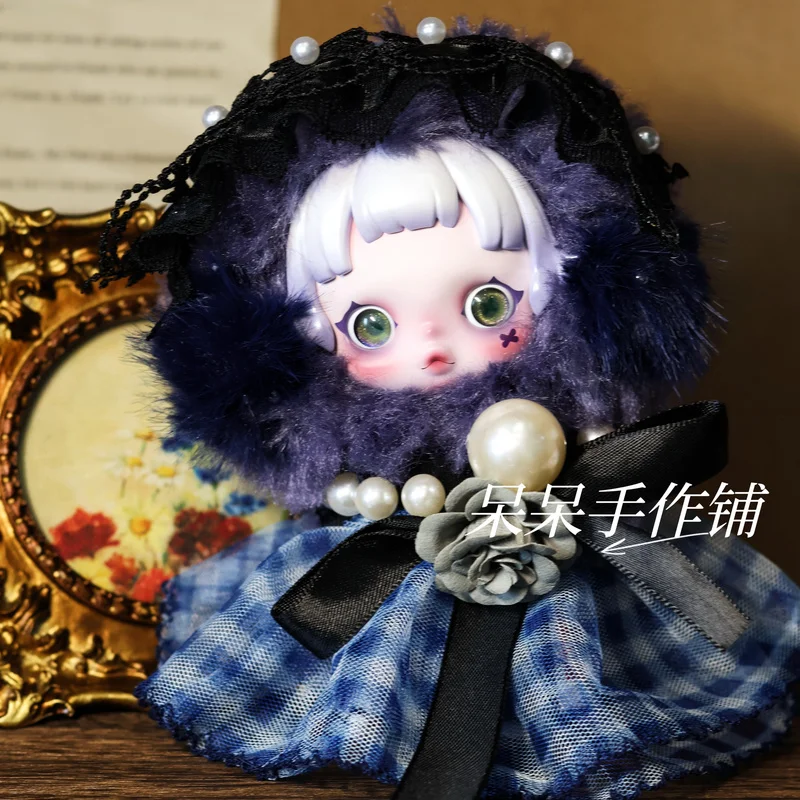 

For Doll Clothes Skullpanda 3.0 Sleepless Theater Doll Clothes Doll Accessories Chatting Dog Bead Crown Blue Princess Skirt Set