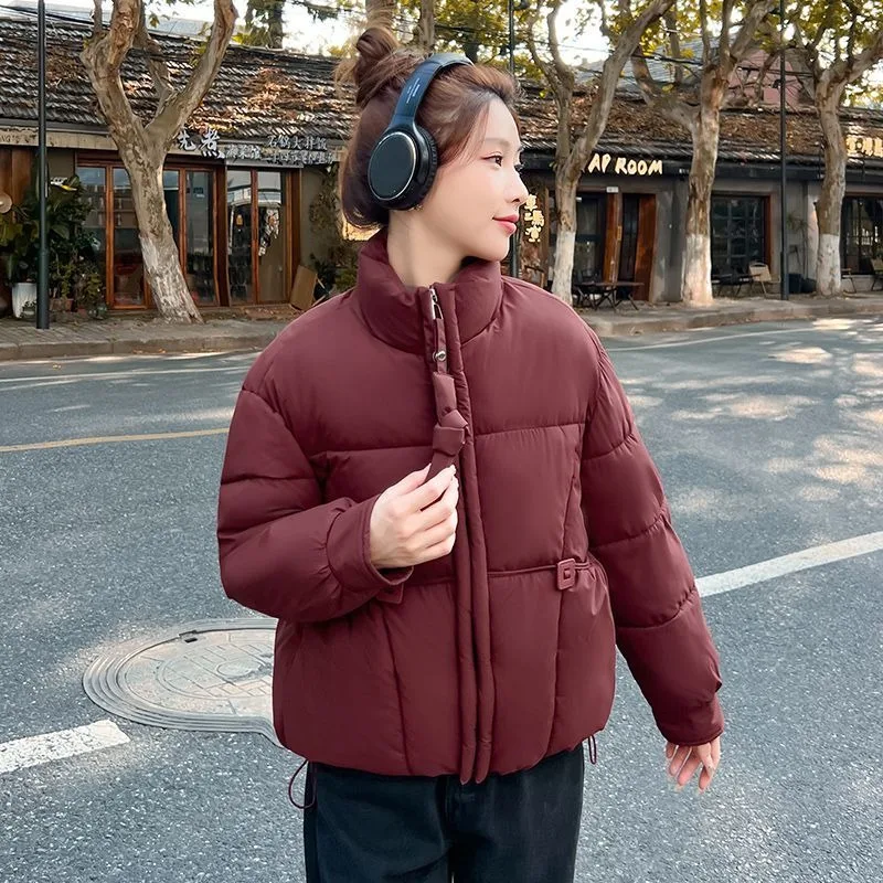 New Womens Down Cotton Jacket Short Fashion Autumn Winter Thicke Warm Padded Jacket Stand-up Collar Female Casual Cotton Clothes