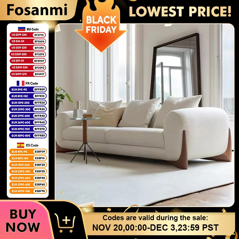 

Minimalist White Fabric Sofa with Sturdy Wooden Legs Modern Soft Sponge Living Room Couch Office Apartement Comfort Lounge Sofas