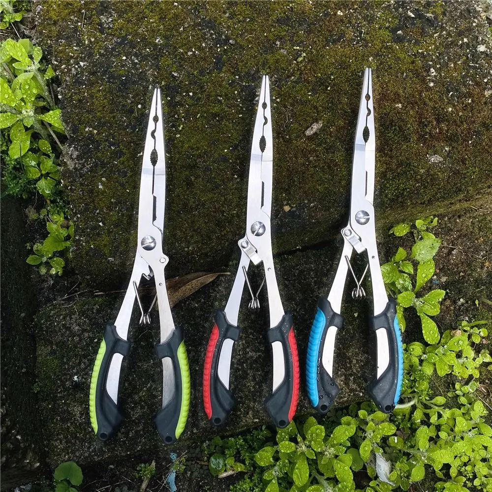 with Rubber Handle Fishing Pliers Line Cut Multi-functional Fish Mouth Pliers Hook Stainless Steel High-strength Luya Pliers