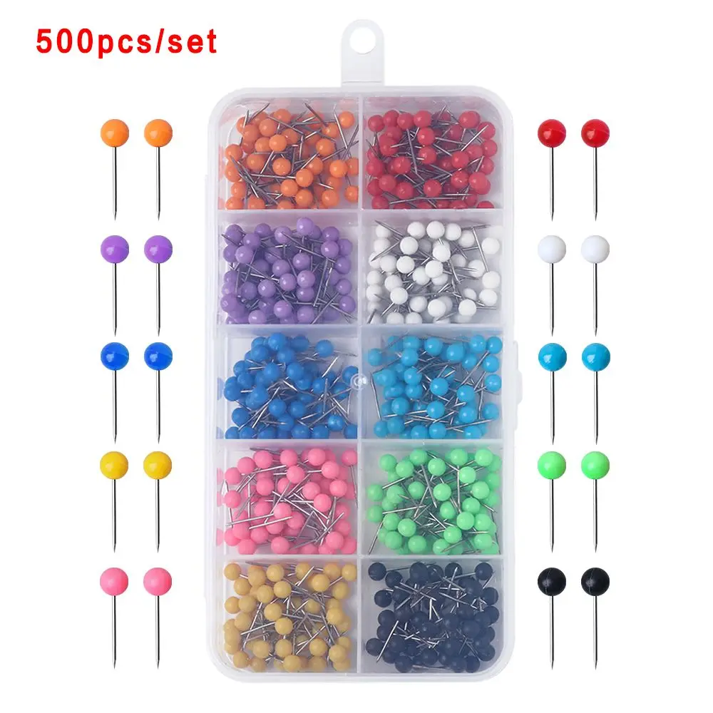 500Pcs/Set Map Tacks - Push Pins Plastic Head With Steel Point - Image 2