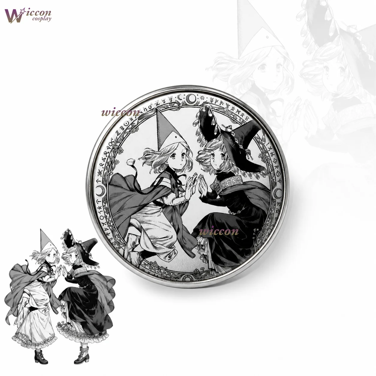 Cos Room Witch Hat Atelier Season 2 Coco Black Dress Badge Tin Brooch Anime Collectible Pin Comic Con Backpack Decor Halloween