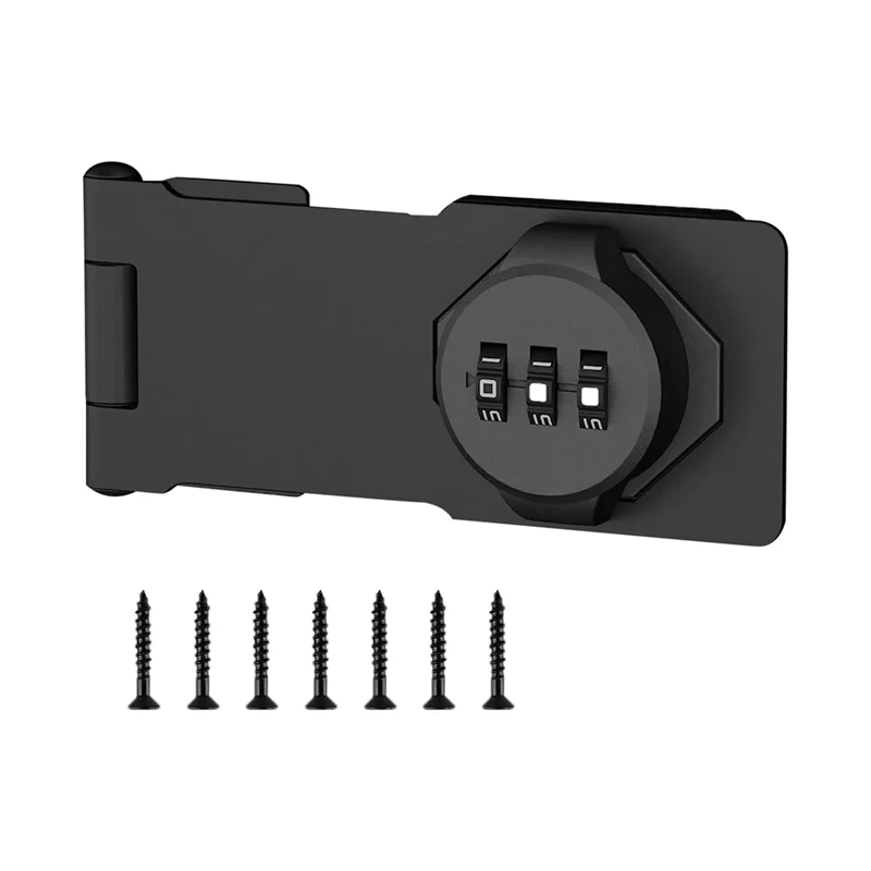 Keyless Combination Lock -3-Digit Combination Lock for Cabinet Doors - Twist Knob Hasp Latch Lock with Password Code