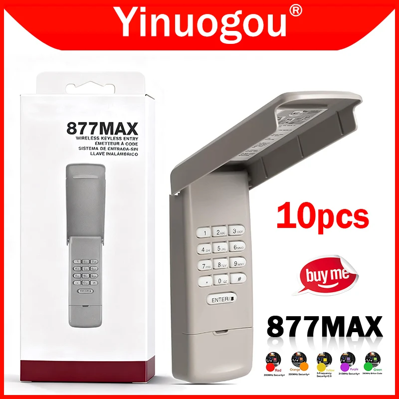 877MAX Wireless Keypad Keyless Entry System Garage Door Opener Security 2.0 Rolling Code 878MAX 877LM 376LM 377LM 976LM 977LM