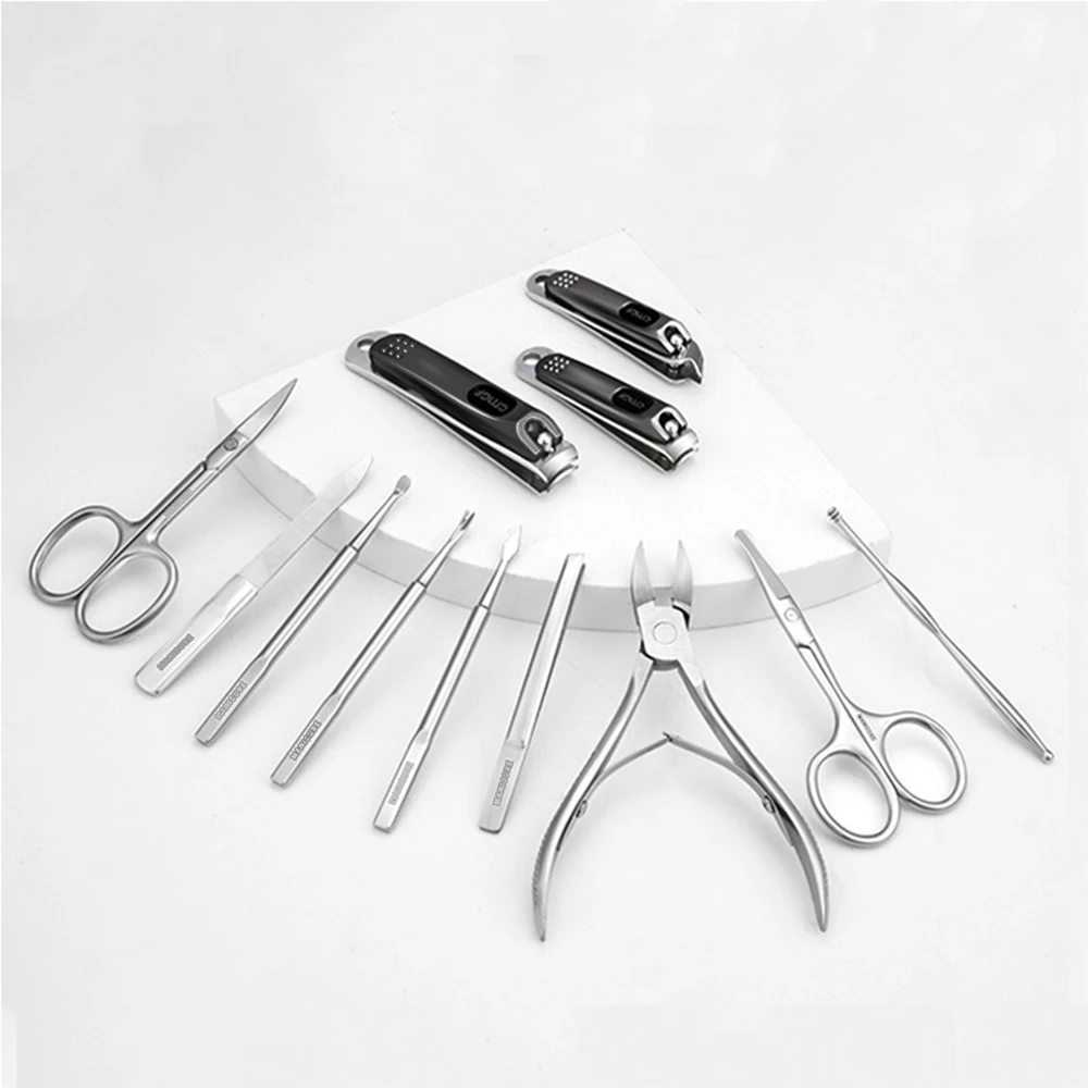 

Stainless Steel Manicure 12 Pcs Set Pedicure Tool Portable Nail Clipper Kit with Storage Bag Beauty Grooming Tools